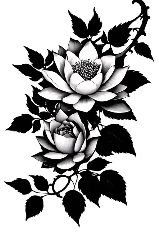 Lotus Roses And Lillie's On A Vine