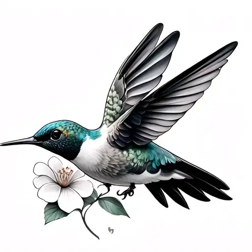 Hummingbird With Flowers