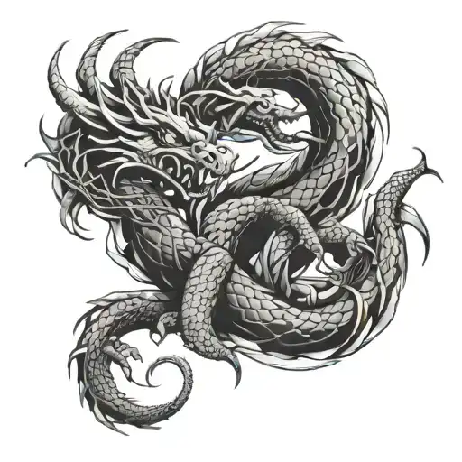 Dragon And Scorpion Intertwined