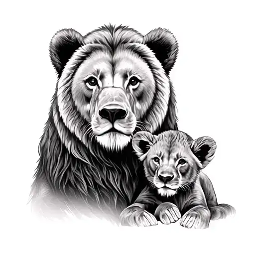Bear And Lion Cub