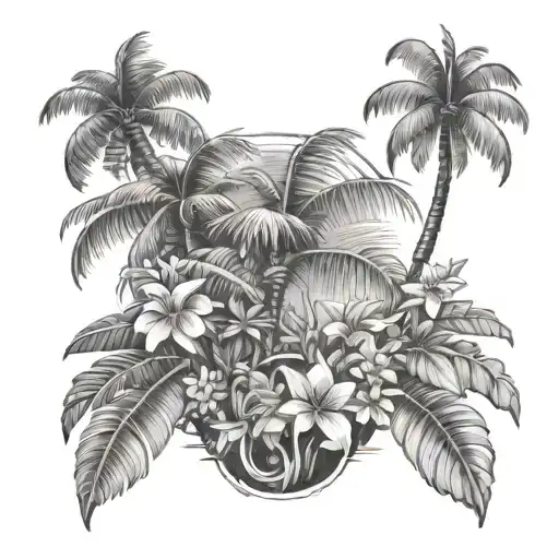 Tattoo Costa Rica Palm Tree Pura Vi Surrounded By Flowers