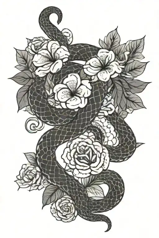 Snake And Flowers