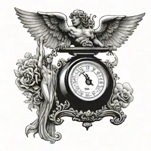 Weigh Scale With A Deomon On One Side And Angel On The Other