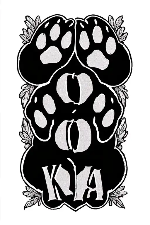 Four Paw Prints With The Letters K O N A Inside And Delphinia