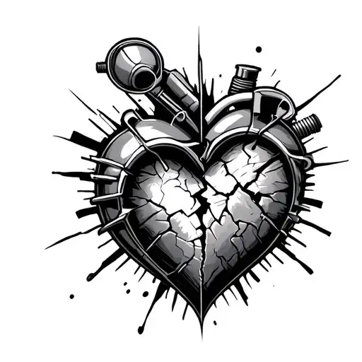 Motorbike Engine Broken Heart Shape