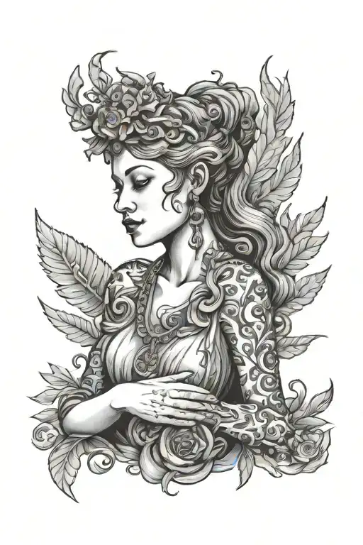 Goddess Soothing Pain And Caring Hand Reaching