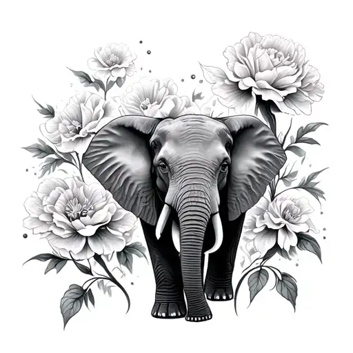 Elephant And Carnation Flower