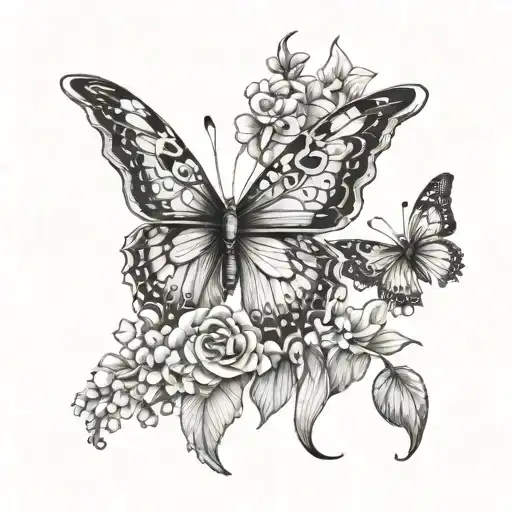 Butterfly With Flowers For Wings Made From Lilly Of The Valley & Hawthorn And Rose & Honeysuckle