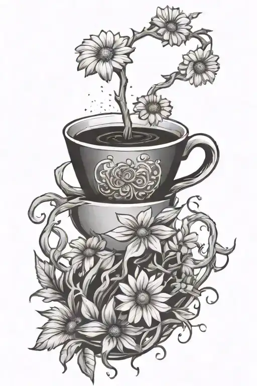 Daisy Flower Tree Roots Hand Pouring Coffee