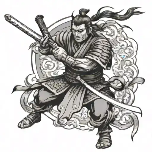 Fire Samurai Weaving A Fire Katana