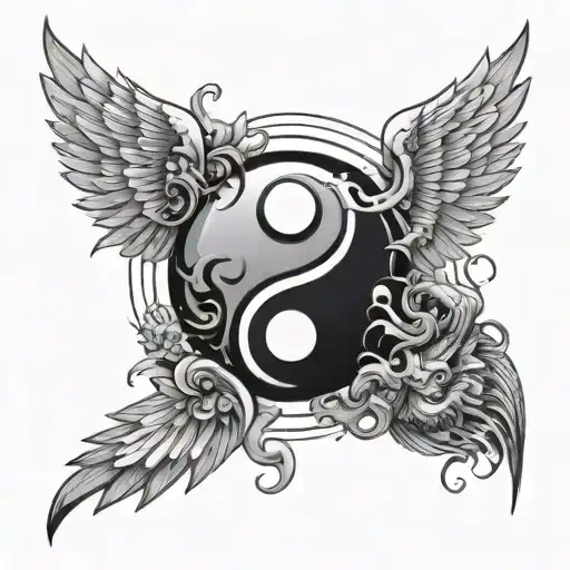 Ying Yang Made Of Demon And Angel Wings