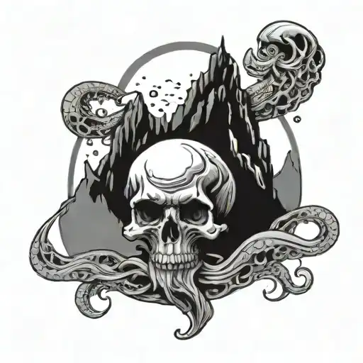 Tentacle Skull Mountain And Moon