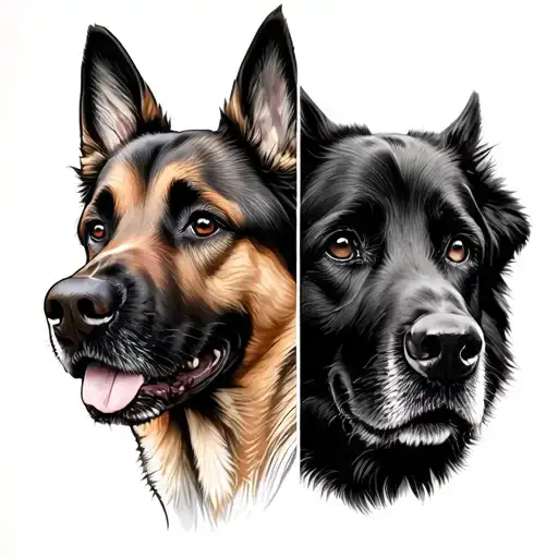 Half Face Labrador Half Face German Shepherd