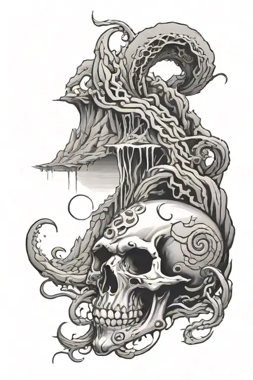 Tentacle Skull Mountain And Moon