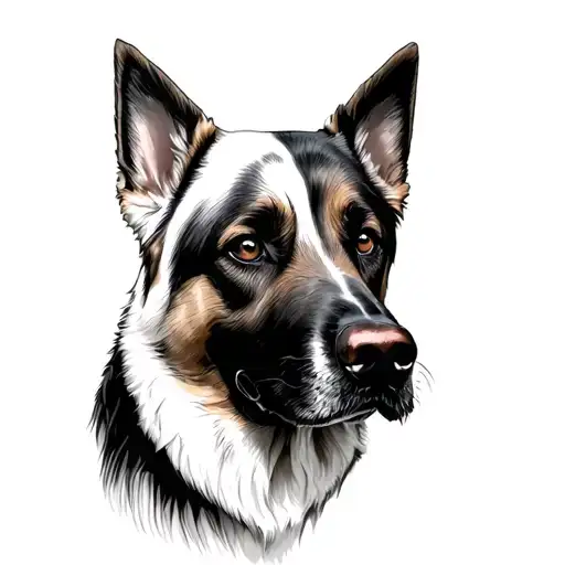 Half Face White Labrador Half Face German Shepherd