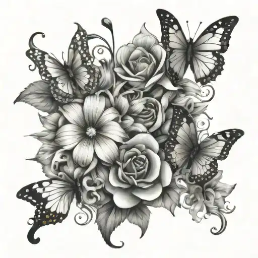 Fantasy Flowers And Butterflies With A Element Of Strength