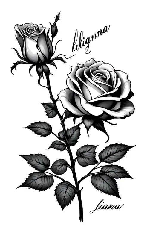 A Rose But Instead Of A Stem There Is The Writing Liljana