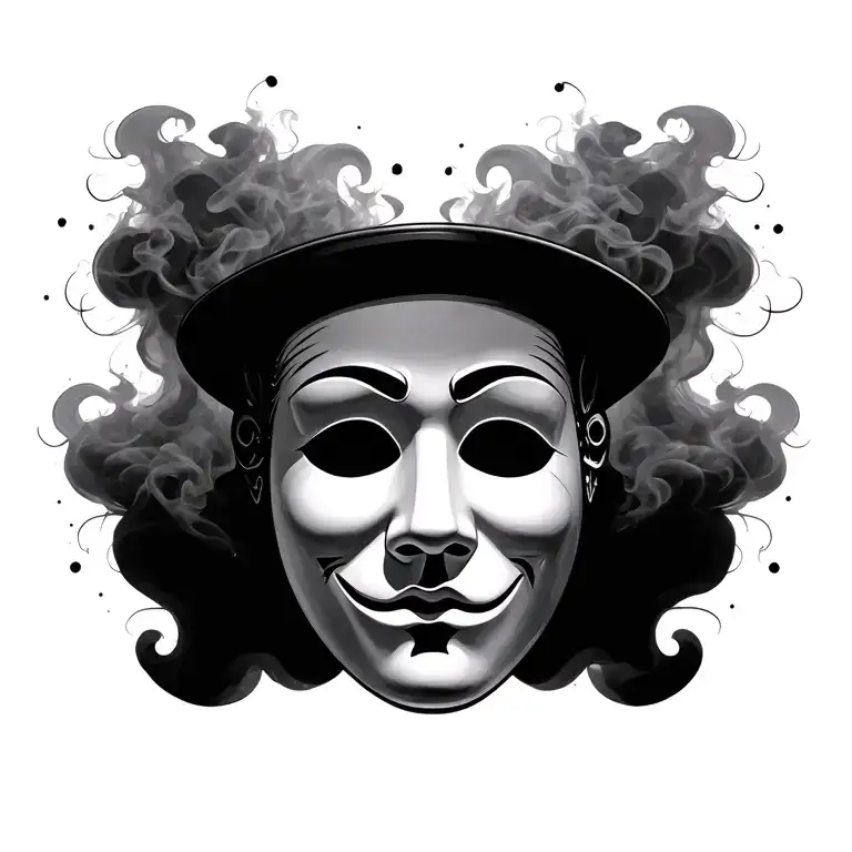 Theater Mask With Background Smoke