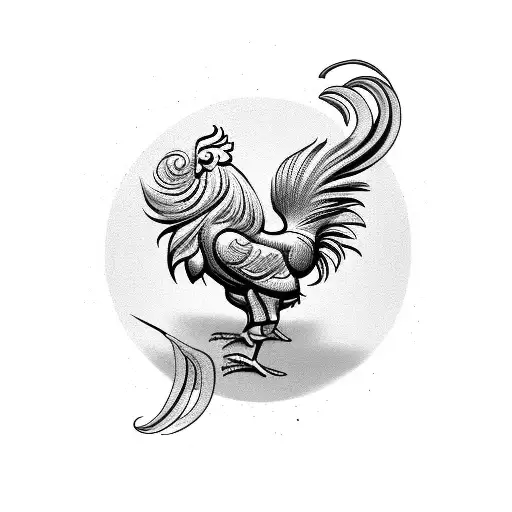 Masculine Rooster In A Flag