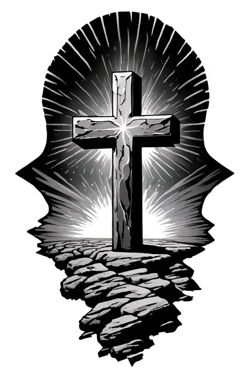 Rays Of Sunshine A Cross Just Below And Below The Cross A Way Of Winding Stone