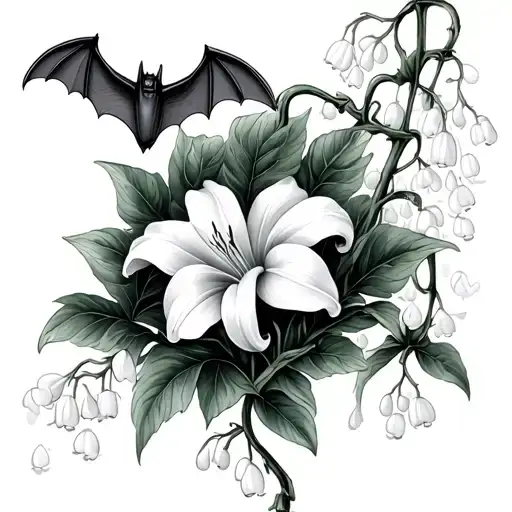 Lily Of The Valley With Vines And Spiders And Bats