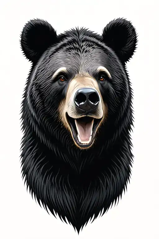 Realistic Black Bear Head