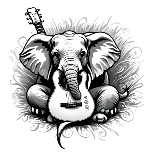 Elephant With Guitar Intertwined