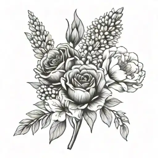 Bouquet Of February March June And September Birth Flowers