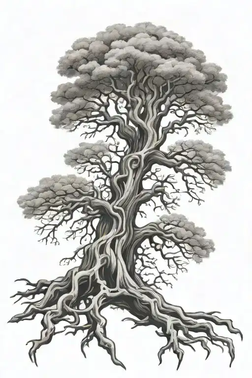 A Dry Tree With A Twisted Trunk And Strong Roots