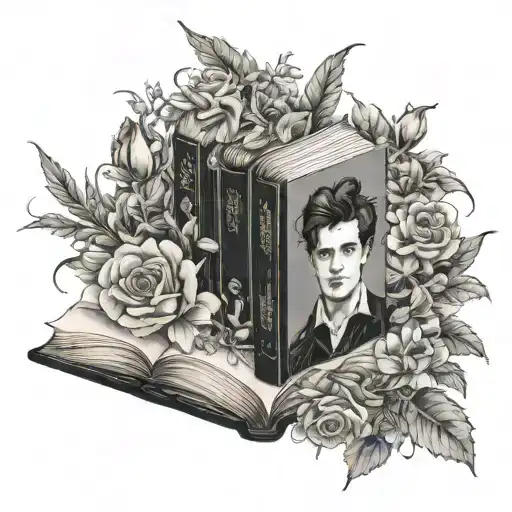 A Book With Arthur Rimbaud And Flowers Growing
