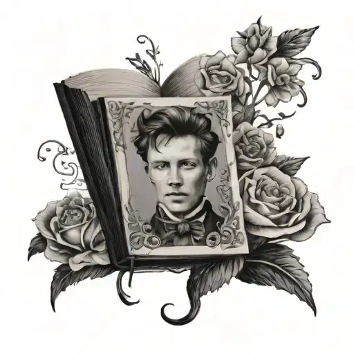 A Book With Arthur Rimbaud And Flowers Growing