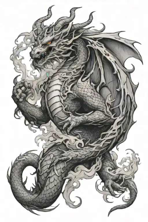 Dragon Surrounded By Smoke