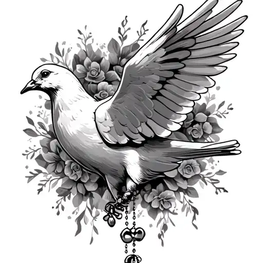 Dove Carrying A Rosary