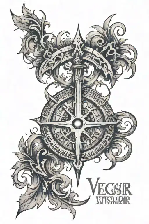 Make A Tattoo Sketch Of Vegvisir Symbol