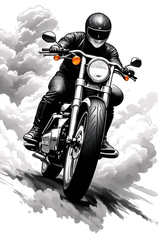 Harley Davidson Riding Through The Clouds
