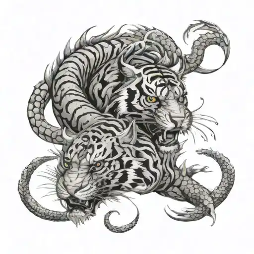 Tiger And Dragon Intertwined