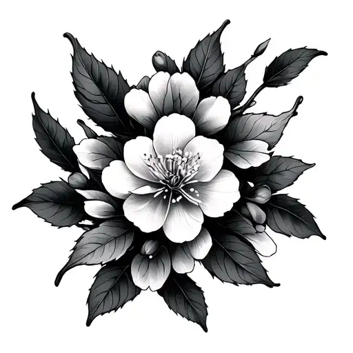 Dopamine Symbol With Cherry Blossom