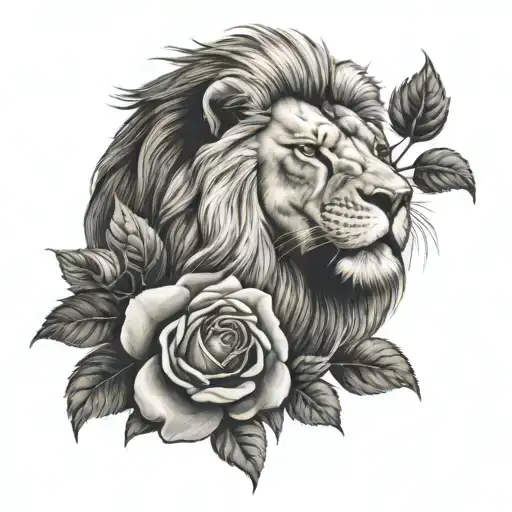 Lion And Rose