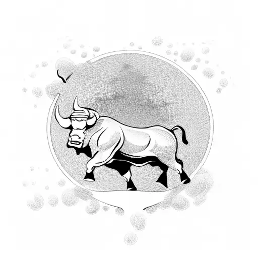 A Bull Kicking A Crypto Coin On Old Trafford With A Beautiful Sea View