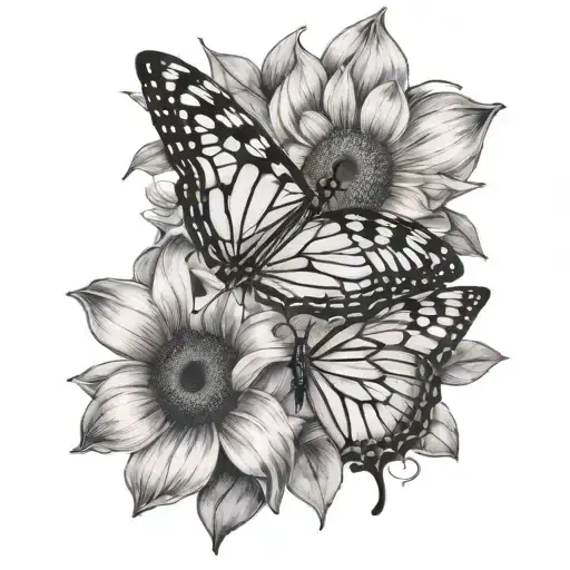 Sunflower Daisy Iris Butterfly