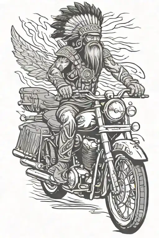 Indian Warrior Riding Motorcycle