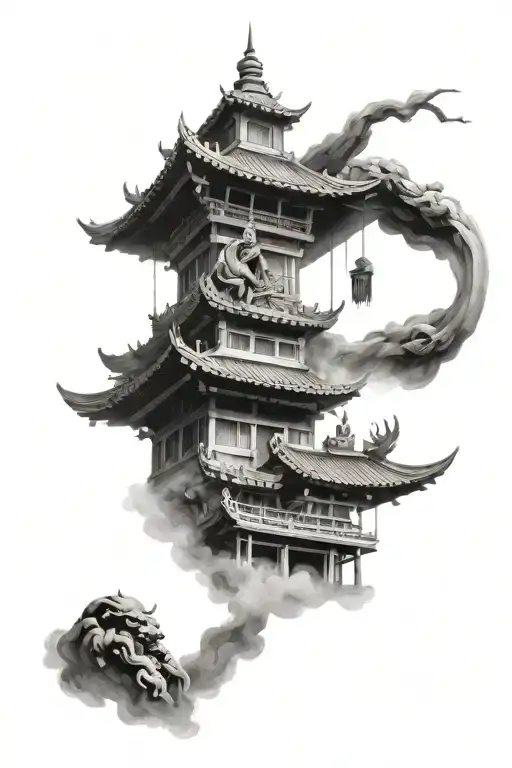 Pagoda Temple With Warrior