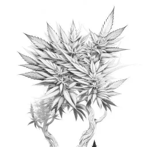 A Mystical Forest With Hidden Marijuana Leaves