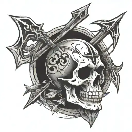 Skull With Cross Arrows Going Through