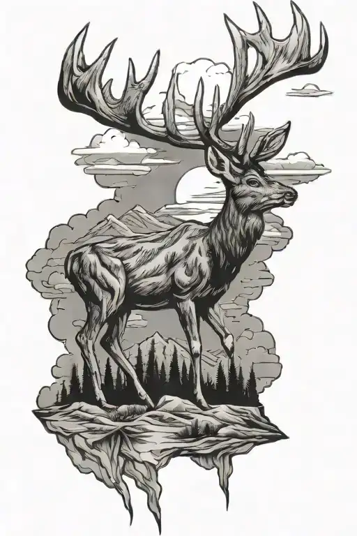 Arizona Mountains Clouds Deer