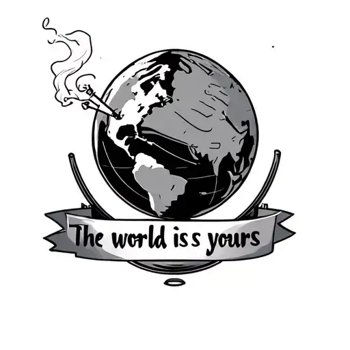 A Globe With The Words The World Is Yours Written Around It Then Scarface Smoking A Cigarette