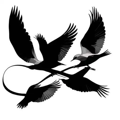 Infinity Symbol 4 Small Birds Flying Away And Always