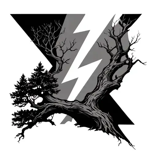 Tree And Lightning Bolt