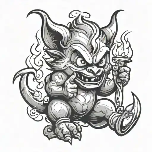 Cute Devil Playing With Fire