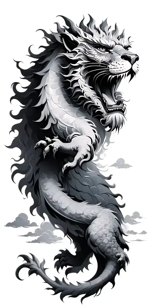 Dragon And Rampart Lion And Clouds